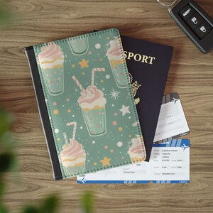 Retro Cream Soda PU Kunstleder Passhülle Pastell Milchshake Design wunderliches Reisebrieftasche Spaß Vintage Star Print Reisezubehör