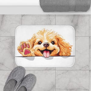 Poodle Bath Mat: Playful Puppy Bathroom Rug, Dog Lover Decor