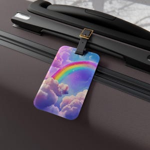 regenboogwolk bagagelabel pastel lucht reislabel dromerige regenboog kofferlabel schattig fantasiewolk bagagelabel esthetische luchtlabel