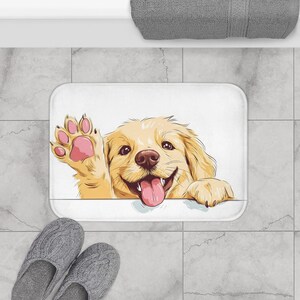 Golden Retriever Bath Mat: Non-Slip Memory Foam Dog Rug