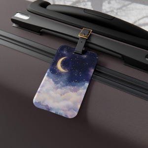 Celestial Moon-bagagelabel Esthetisch Sterrennachtelijke hemel Reis-ID Galaxy Moon-kofferlabel op astrologie geïnspireerd tasaccessoire