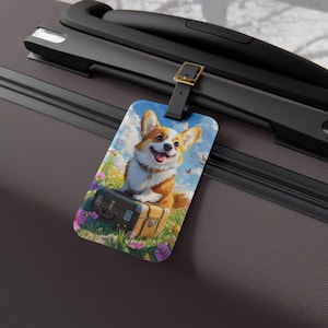 corgi bagagelabel leuke hond koffer tag happy corgi travel tag schattige huisdier minnaar bagagelabel cartoon corgi bag tag travel dog tag
