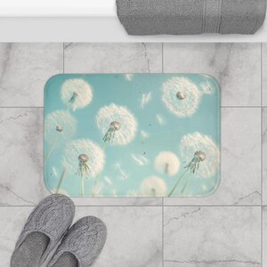 Dandelion Memory Foam Bath Mat: Non-Slip Floral Bathroom Decor