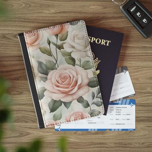 Vintage floral elegante Rose PU Kunstleder Pass Cover Design Reise Accessoire kratzfest Pass Brieftasche Geschenkidee