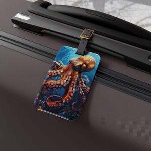 Octopus bagagelabel levendig zeedier reislabel onderwater octopus kofferlabel oceaan dier reizen accessoire zeeleven label