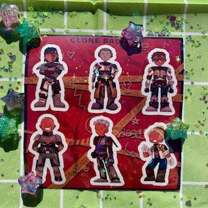 Clone Baddies holographic sticker sheet
