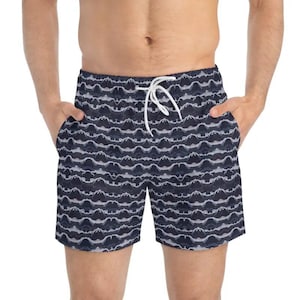 Patterned Men&#39;s Boxer Shorts and Ocean Wave Swim Trunks