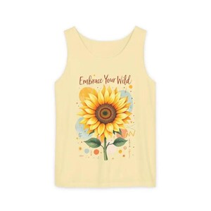 White And Coral Sunflower Tank Tops