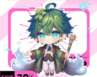 Anpassad chibi-karaktärskonst | Anime-avatar, PNGtuber-modell (digitalt)