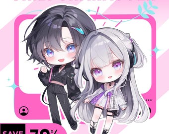 Anpassad Chibi PNGtuber-modell | Anime Vtuber-avatar