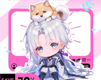 Anpassad Chibi-karaktärskonst: Anime Vtuber-avatar