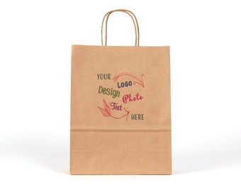 Brown Kraft Paper Bags (Set of 25) - Custom Design Photo Logo Text
