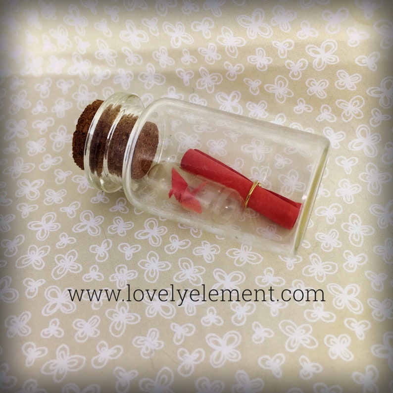 get well girlfriend Tiny origami paper crane in capsule necklace glass bottle with love letter personalised bbf
