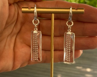 Rock Crystal Quartz and Sterling Silver Handmade Dangle Earrings