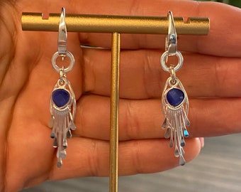 Mona Lisa Blue Quartz Handmade Dangle Earrings