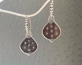 Medevial Sterling Silver Shild Dangle Earrings with Oxidized Sterling Silver Sheilds