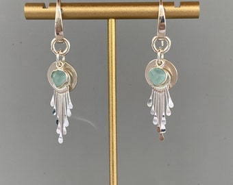 Aqua Chalcedony and Sterling Silver Handmade Sterling Silver Dangle Earrings