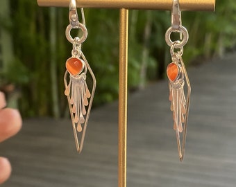 Orange Mona Lisa Sterling Silver Dangles