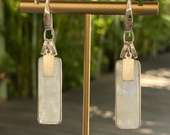 Moonstone and Handmade Sterling Silver Dangle Earrings