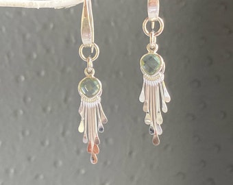 Aqua Quartz Sterling Silver Handmade Dangles