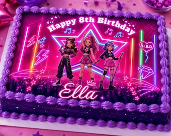 Torta di compleanno a tema pop modificabile e stampabile, torta per festa K-pop modificabile in formato PNG, biglietto digitale a tema K-pop, festa di compleanno per fan dei BTS