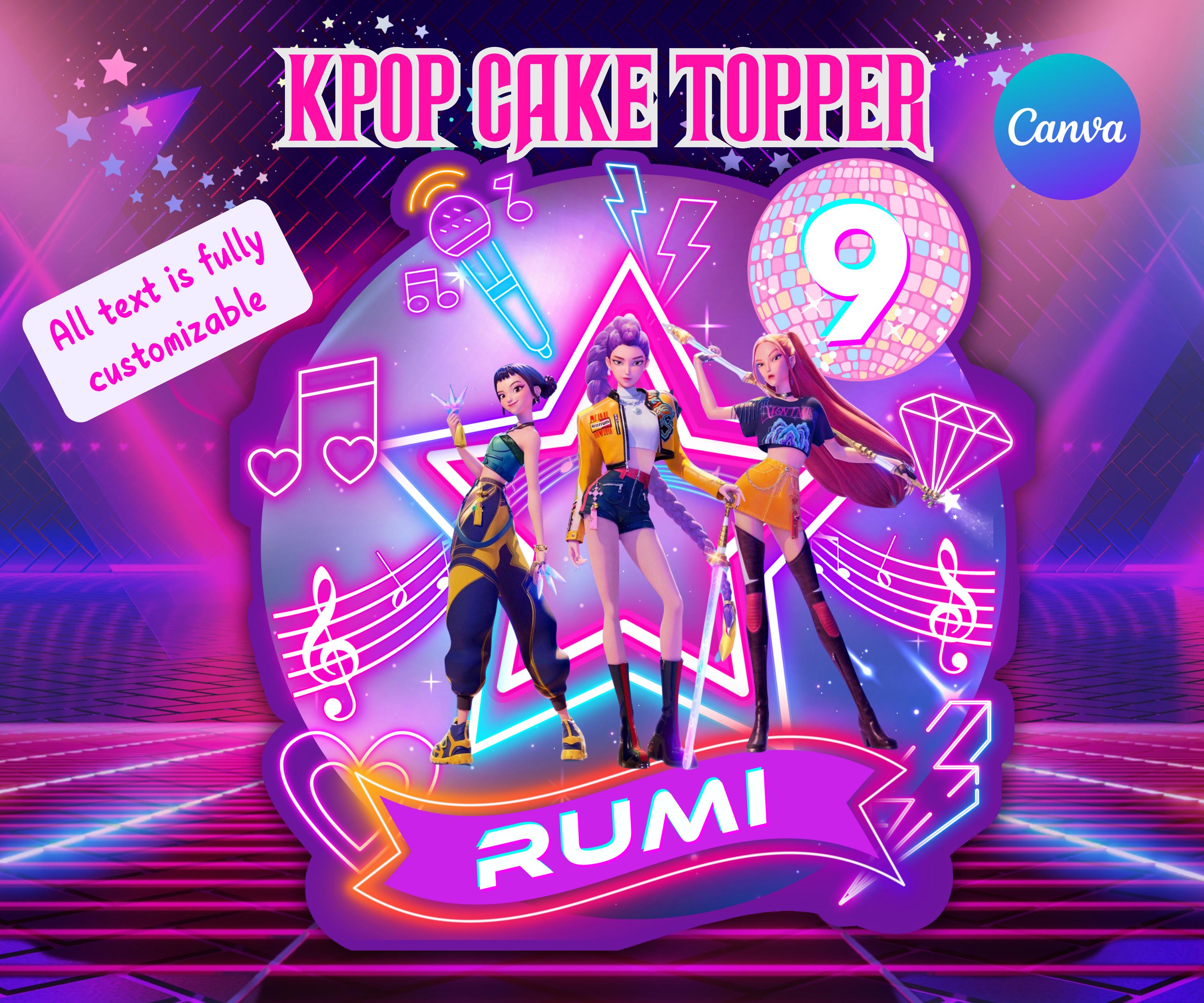 Editable Kpop Demon Hunters Cake Topper, Huntrix Kpop Birthday Toppers ...