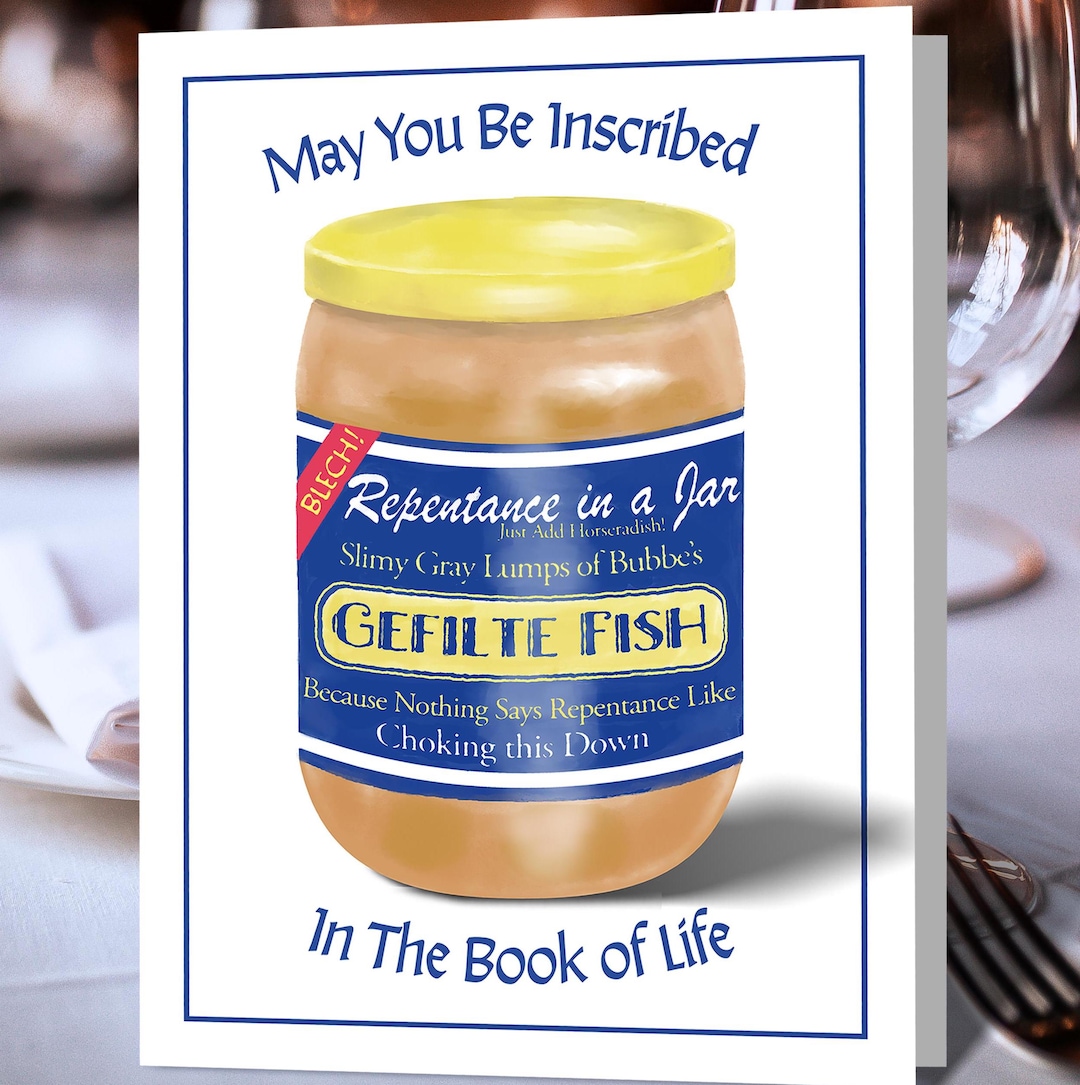 Funny Rosh Hashanah Card: Gefilte Fish Jewish New Year Watercolor - Etsy
