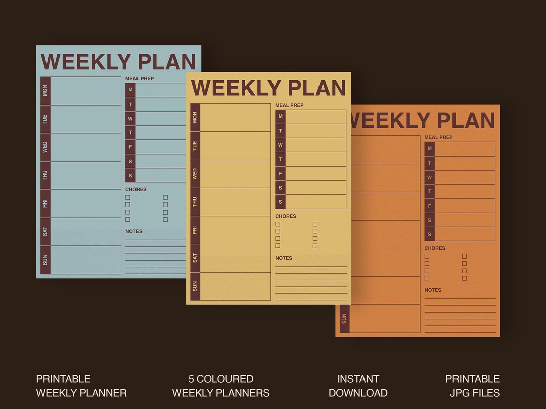Printable Weekly Desk Planner | Minimalist Portrait A5, A4, A3 ...