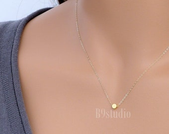 Tiny Dot Necklace, Dainty small bead necklace in gold or silver, Minimalist everyday jewelry, Gift