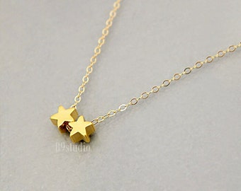 Tiny Star Necklace, Gold / Silver 1, 2, 3, 4, 5, 6 stars, Best friend gift, Minimalist Jewelry, by B9studio