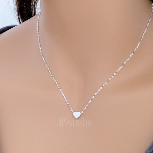 Tiny Double Heart Necklace,Dainty Heart Link Necklace,Minimal Necklace in Silver Double Circles Minimalist necklace