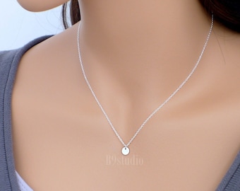 Tiny Dot Necklace, Sterling silver dot necklace, Minimalist Jewelry gift, B9studio