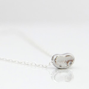 Tiny Bean Necklace, Minimalist dainty small charm necklace, Simple modern everyday jewelry gift, little baby bean