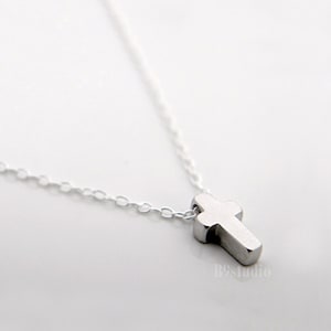Small Cross Necklace, Minimalist cross pendant necklace in silver or gold, Jewelry gift for her