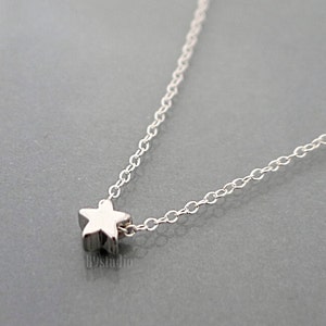 Tiny Star Necklace, Sterling silver chain, Minimalist everyday jewelry, Gift for her