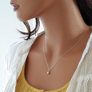 Tiny Drop Necklace, Sterling silver water drop necklace, Dainty minimalist jewelry gift for her