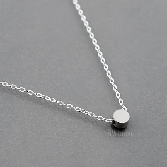 Tiny dot necklace, dainty charm pendant, sterling silver chain