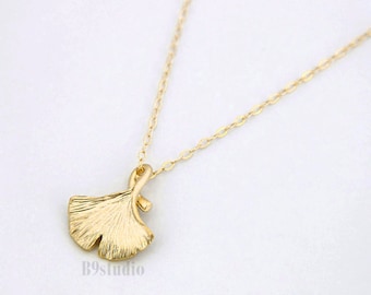 Ginkgo Leaf Necklace, Silver or Gold, Gift for her jewelry