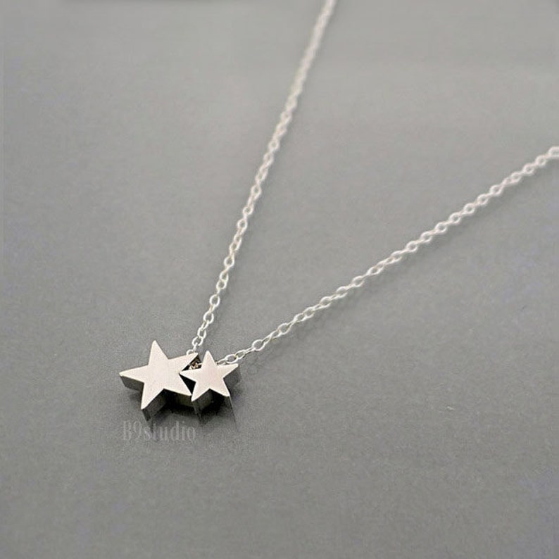 Silver Star Necklace, Dainty small stars necklace, mother kid 1 2 3 baby stars, Family jewelry gift, B9studio 