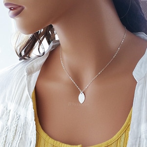 Sterling Silver Leaf Necklace, Minimalist leaf pendant necklace, Jewelry gift for her