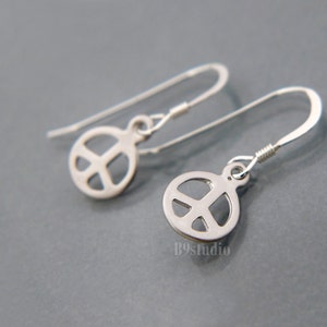 Peace Sign Earrings, Silver / Gold dainty small peace earrings, Everyday jewelry, Holidays gift, by B9studio