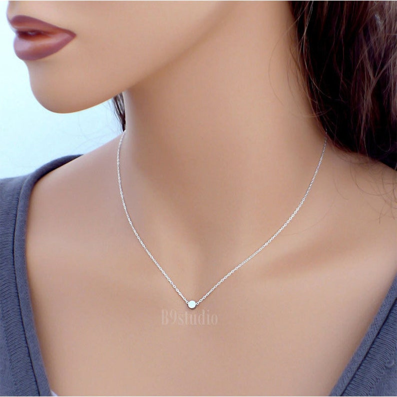 Tiny Dot Necklace Small Charm Sterling Silver Image 0