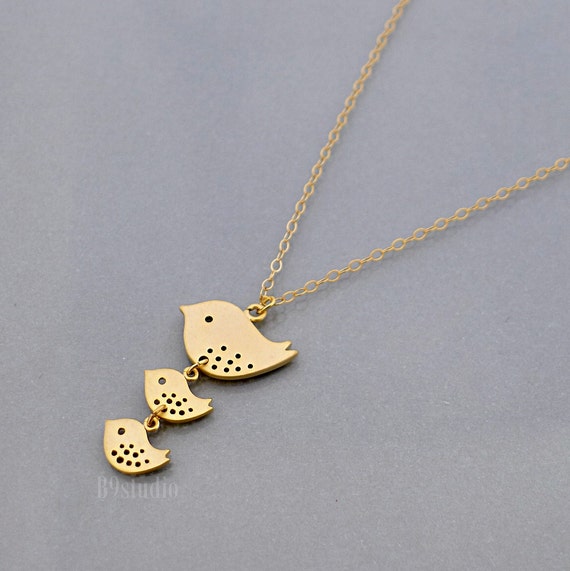 mother nestling birds necklace