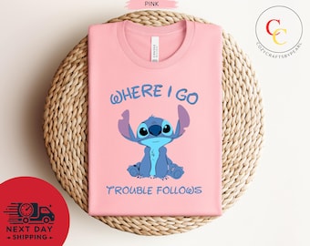 Where I Go Trouble Follows Shirt, Funny Couple Tee, Trouble Tee, Disney Trip Tee, Couple Matching Shirts, Disney Mr And Mrs Shirt, Cute Gift
