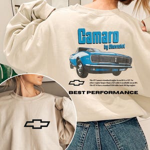 Camaro Shirt by Chevrolet – Vintage Muscle Car Graphic Sweatshirt, Classic Car Lover Gift, Chevy Racing Tee&quot;