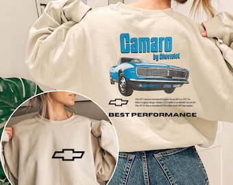 Camaro Shirt by Chevrolet – Vintage Muscle Car Graphic Sweatshirt, Classic Car Lover Gift, Chevy Racing Tee"