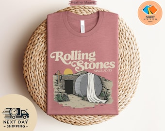Rolling Stones T-Shirt, Trendy Easter Clothing, Jesus Christ Shirt, Gift For Christian, Faith-Based Graphic Tee, Gift For Her