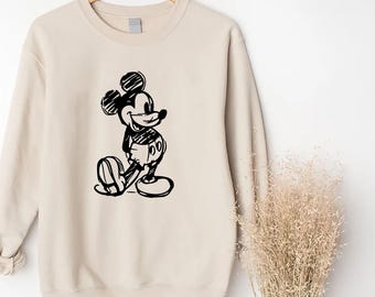 Vintage Mickey Minnie Sweatshirt, Mickey Sketch, Minnie Sketch, Vintage Mickey Minnie, Disney Family Vacation, Disney Kids Disneyworld Gift