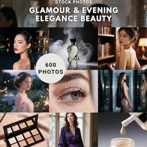 Glamour Evening Elegance Beauty Stock Photos Bundle | PLR MRR Digital Marketing & Instagram Content Templates