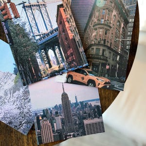 Lot de 4 cartes postales de printemps à New York - fleurs de cerisier, DUMBO, Empire State Building, photographie de la ville de New York, cartes postales vierges 4 x 6 pour art mural